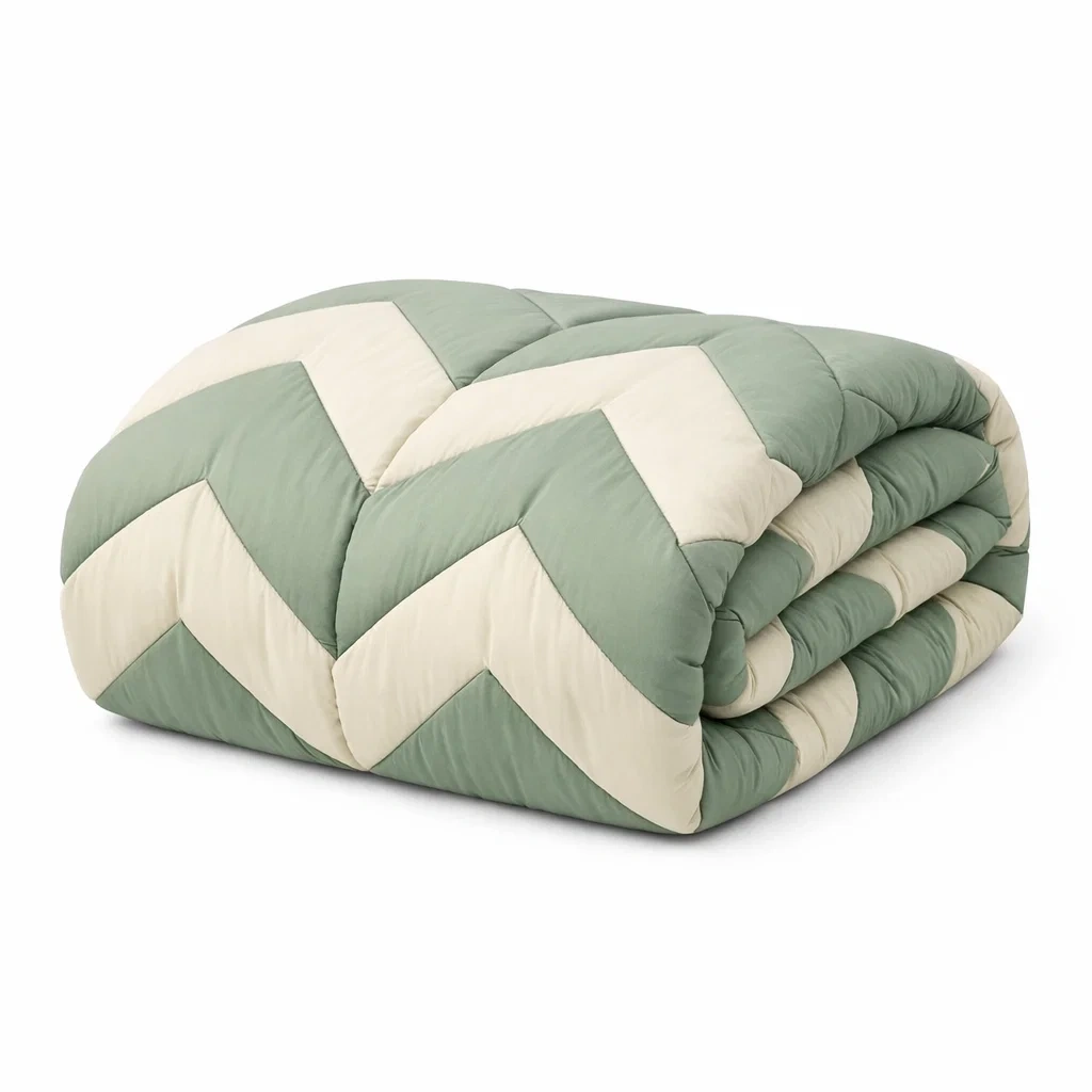 Green and Cream Quilted Duvet-hearthbrim