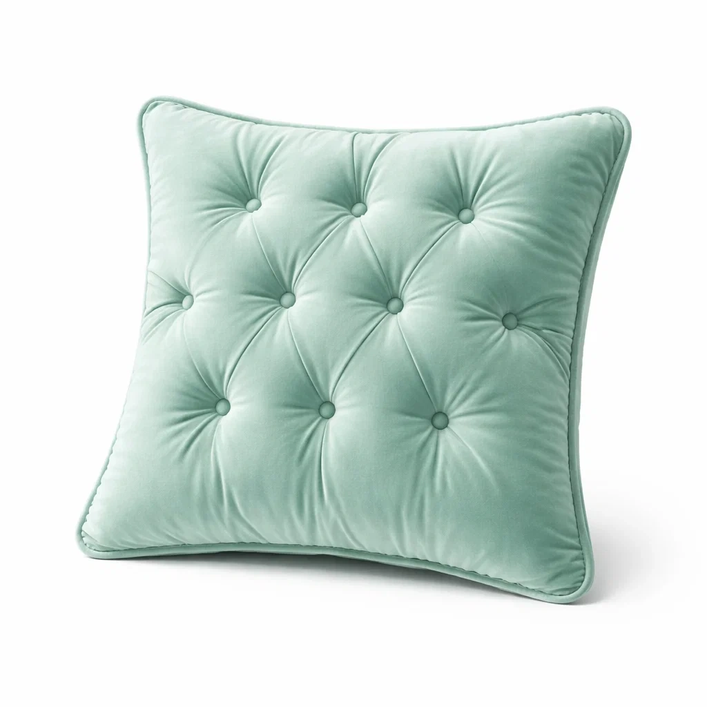 Tufted Square Velvet Cushion Green-hearthbrim