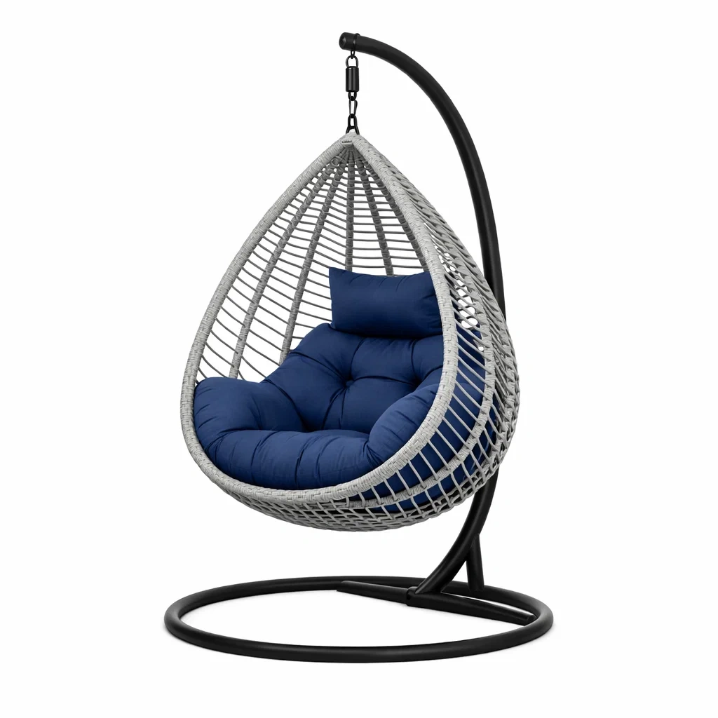Hanging Egg Chair with Stand-Light Grey-habithull