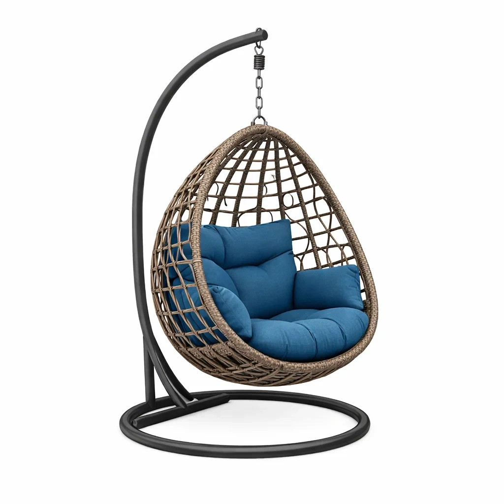 Hanging Egg Chair with Stand-Brown-habithull