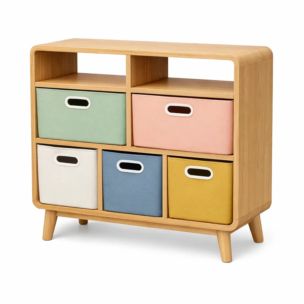 Bamboo Storage Rack with Fabric Drawers-habithull