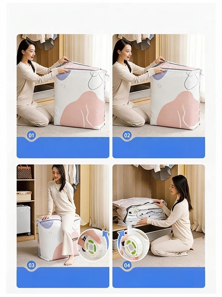Thickened 3D Vacuum Compression Bag for Quilts, Clothes, and Down Jackets - No Pump Needed, Moisture