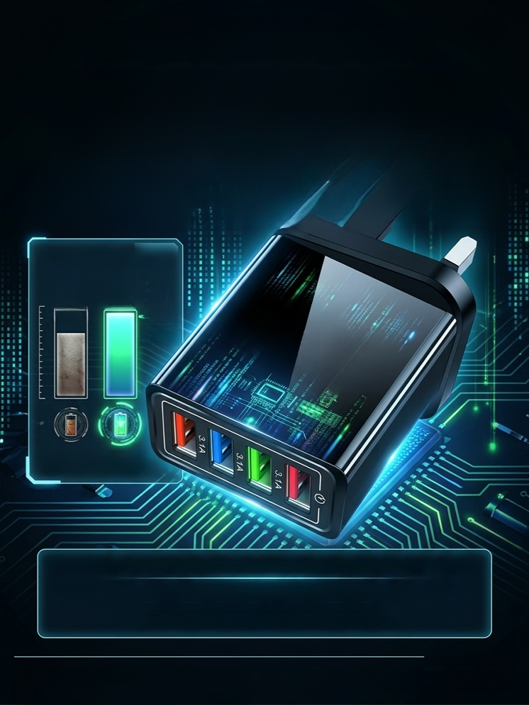 Four-Port Travel Charger for Extended Phone Battery Life