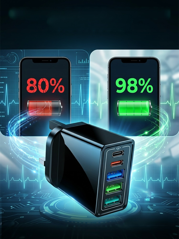 Four-Port Travel Charger for Extended Phone Battery Life