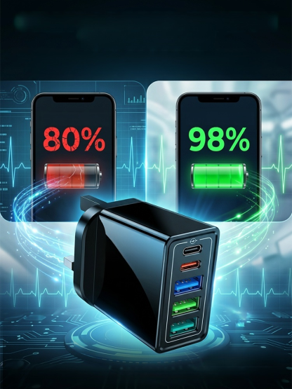 Four-Port Travel Charger for Extended Phone Battery Life