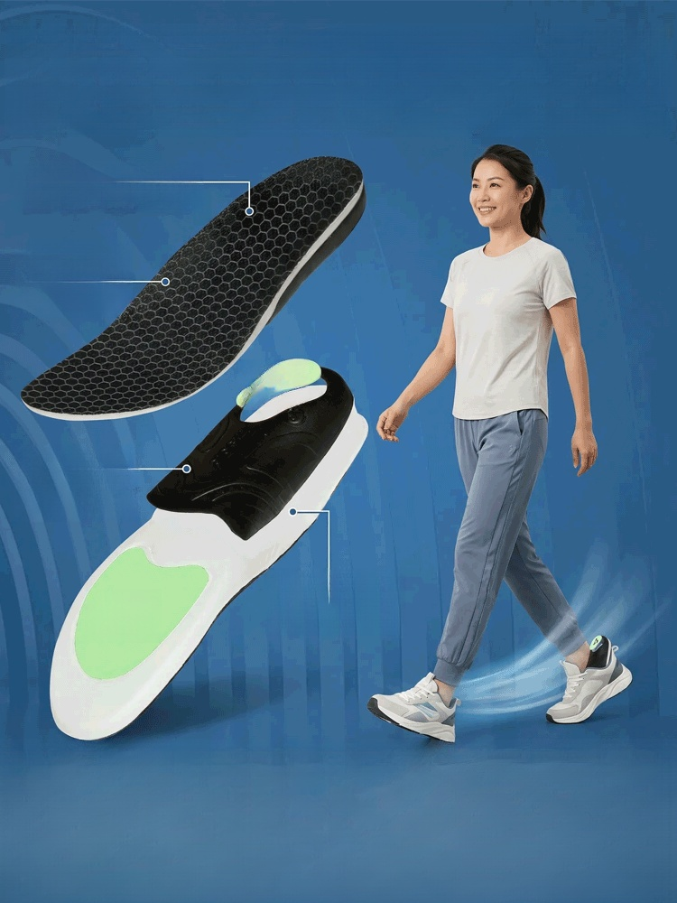 Orthopedic, shock-absorbing, antibacterial, and odor-resistant insoles