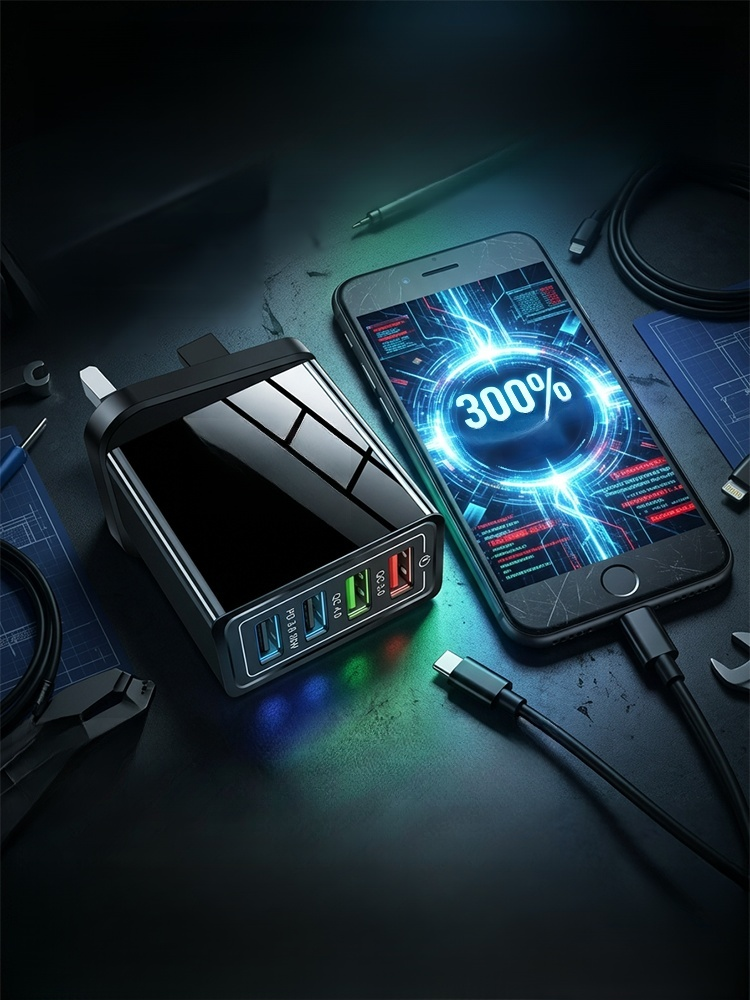 Four-Port Travel Charger for Extended Phone Battery Life