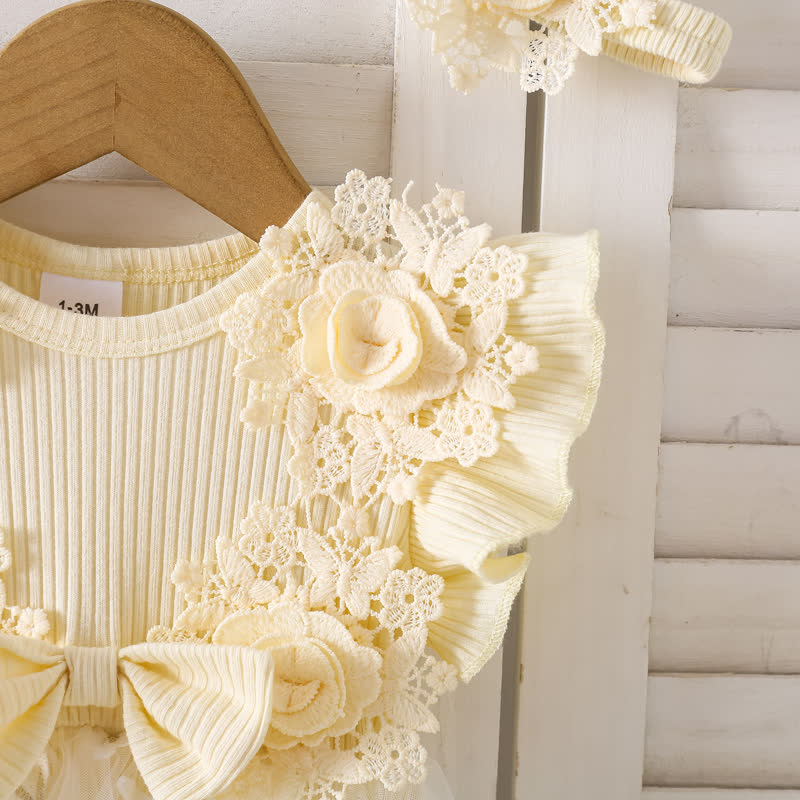 بدلة جسم متوسطة الطول بأكمام قصيرة مزينة بوردة مقسمة من القطن بنسبة 100% - image 15