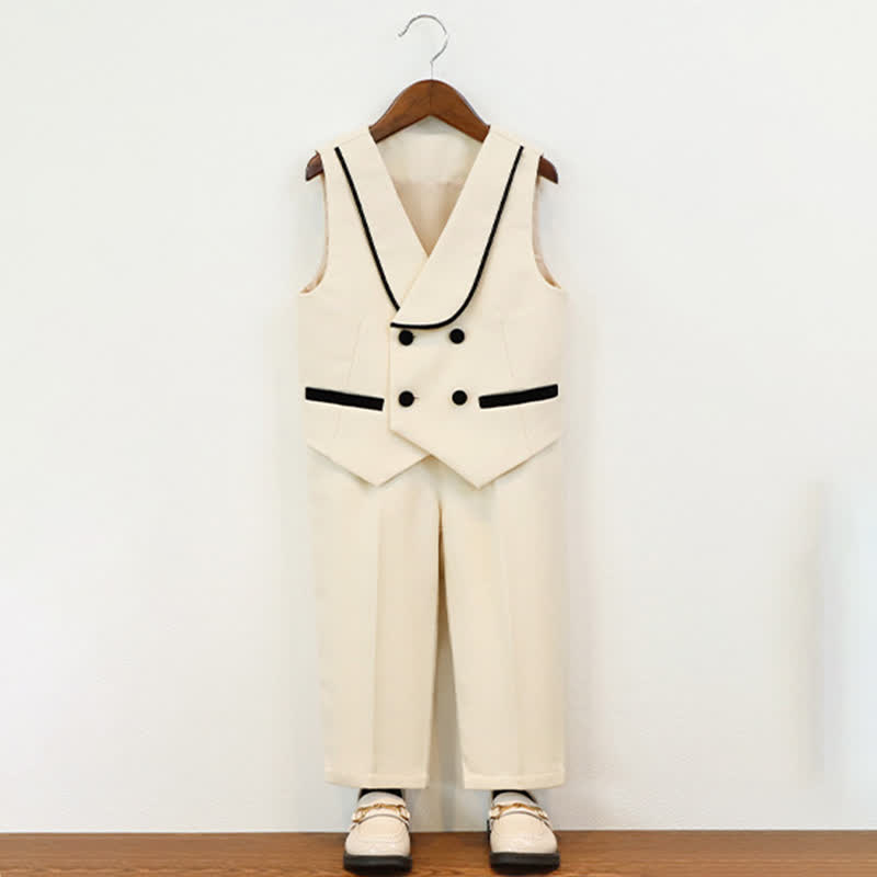 بدلة رسمية من 5 قطع، مصنوعة من مزيج القطن، بأزرار وأكمام طويلة، بتصميم عادي. - image 2