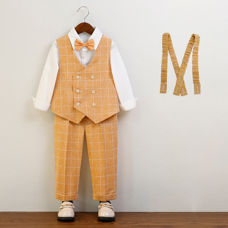 بدلة رسمية من 5 قطع، مصنوعة من مزيج من الألياف الكيميائية، بأزرار وأكمام طويلة، بتصميم عادي. - البرتقالي - 10-11 سنة - image 8