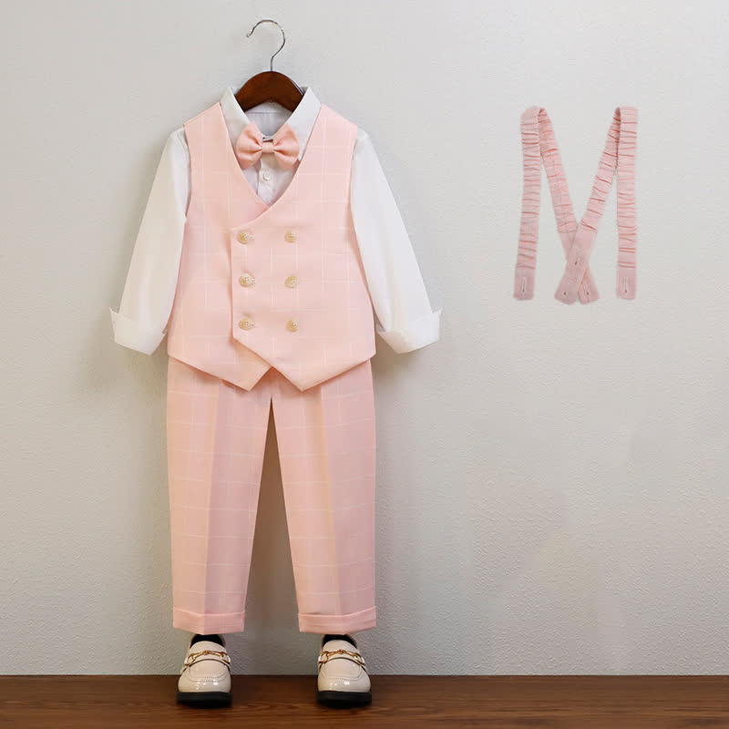 بدلة رسمية من 5 قطع، مصنوعة من مزيج من الألياف الكيميائية، بأزرار وأكمام طويلة، بتصميم عادي. - لون القرنفل - 10-11 سنة - image 9