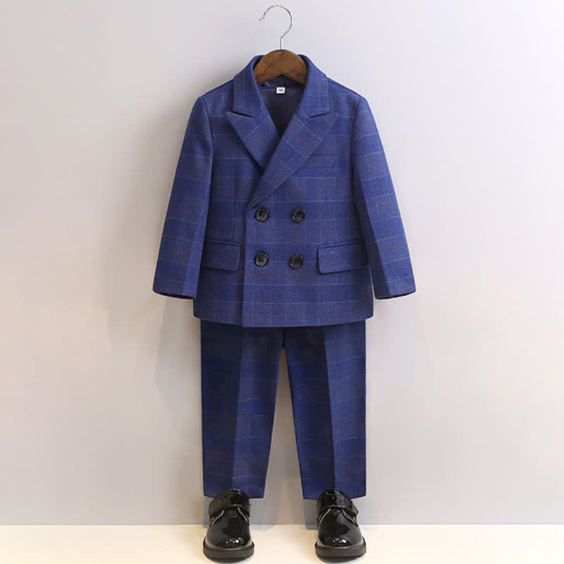 بدلة رسمية من خمس قطع، مصنوعة من مزيج من الألياف الكيميائية، بأكمام طويلة، مزودة بإبزيم، بتصميم عادي. - أزرق - 10-11 سنة - image 10