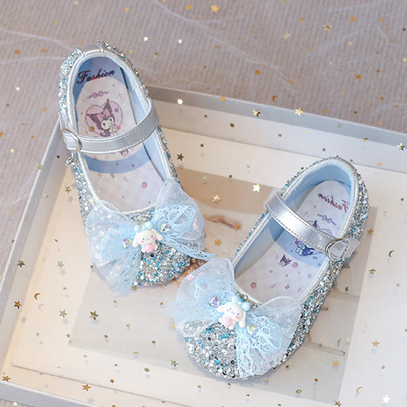 حذاء مسطح ذو مقدمة مستديرة مزين بفيونكة ترتر سادة - أزرق - مقاس أمريكي 2.5 (مقاس أوروبي 34) - image 11