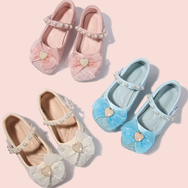 حذاء ماري جين ذو مقدمة مستديرة مزين بفيونكة صلبة وترتر ولؤلؤ - image 2