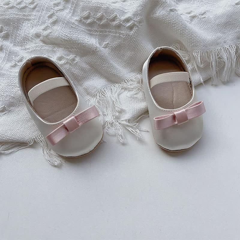 حذاء باليه ذو مقدمة مستديرة مزين بفيونكة وألوان متداخلة - أبيض - 13 سم - image 8