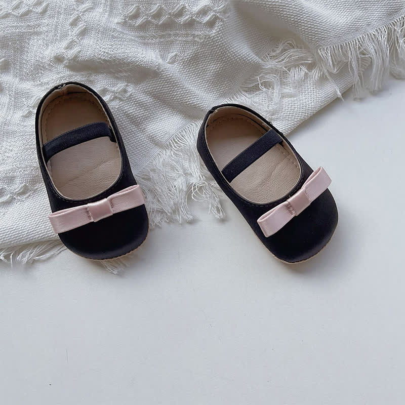 حذاء باليه ذو مقدمة مستديرة مزين بفيونكة وألوان متداخلة - أسود - 13 سم - image 9