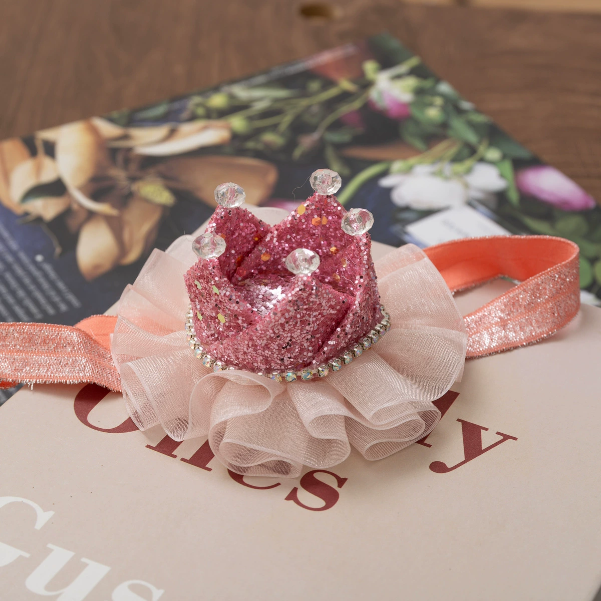 طوق شعر لامع بلون موحد - لون القرنفل - image 1