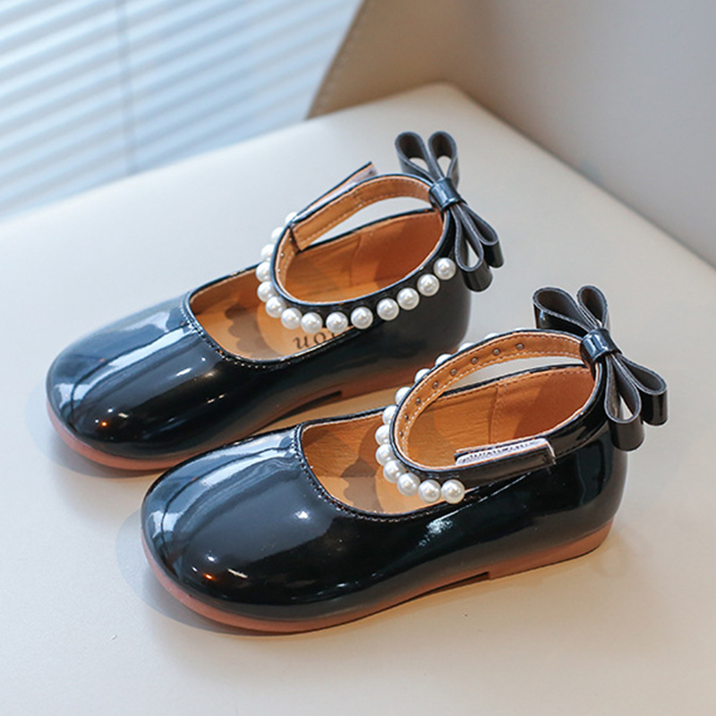 حذاء مسطح ذو مقدمة دائرية بطلاء معدني صلب - أسود - US2 (EUR33) - image 11