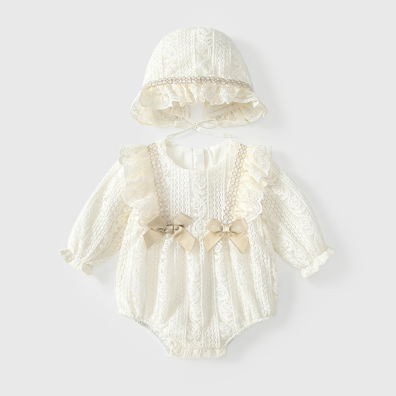 بدلة جسم عادية بأكمام طويلة مزينة بفيونكة وحواف دانتيل مطوية من النايلون - image 6