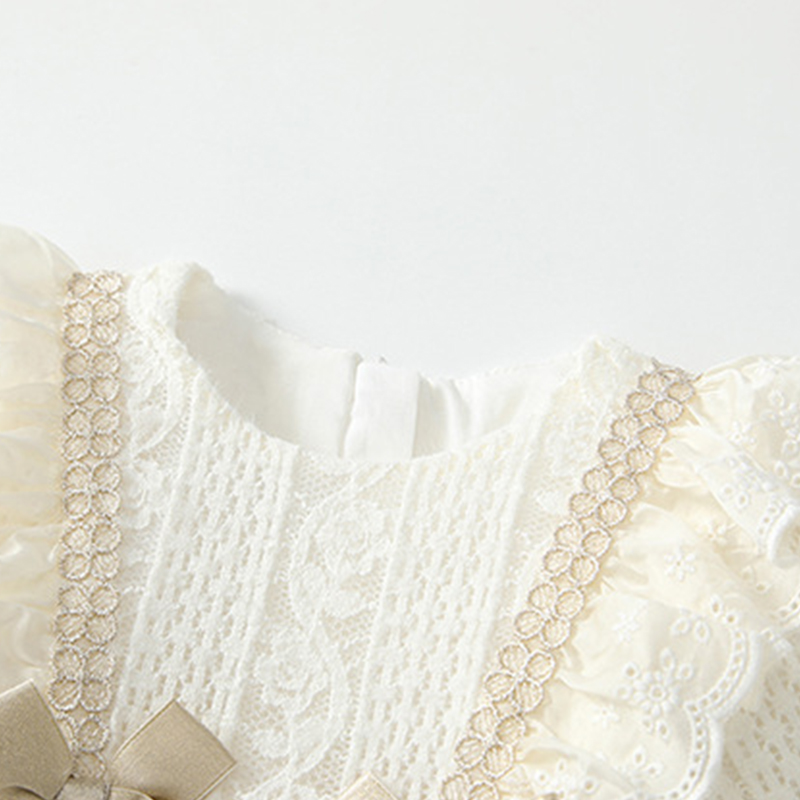 بدلة جسم عادية بأكمام طويلة مزينة بفيونكة وحواف دانتيل مطوية من النايلون - image 8