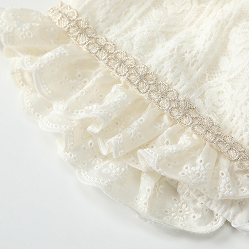 بدلة جسم عادية بأكمام طويلة مزينة بفيونكة وحواف دانتيل مطوية من النايلون - image 10