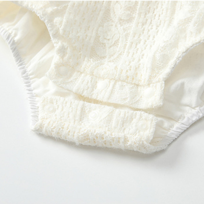 بدلة جسم عادية بأكمام طويلة مزينة بفيونكة وحواف دانتيل مطوية من النايلون - image 12