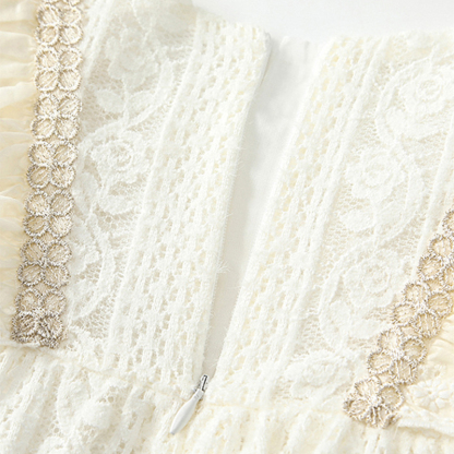 بدلة جسم عادية بأكمام طويلة مزينة بفيونكة وحواف دانتيل مطوية من النايلون - image 14