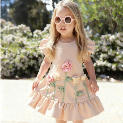 فساتين ميدي بأكمام قصيرة مزينة بطبقة هوائية ثلاثية الأبعاد - image 11