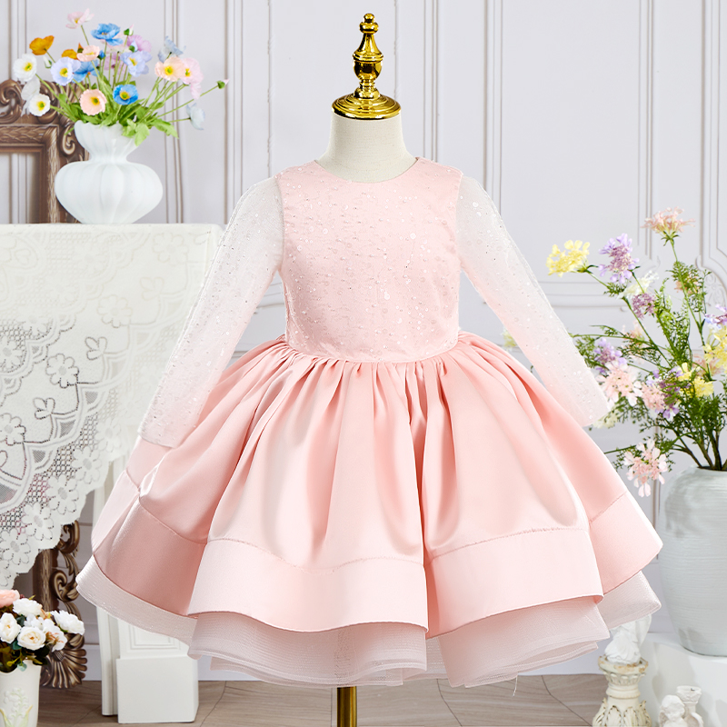 فساتين متوسطة الطول بأكمام طويلة مزينة بالترتر الساتان - لون القرنفل - 15-16 سنة - image 11