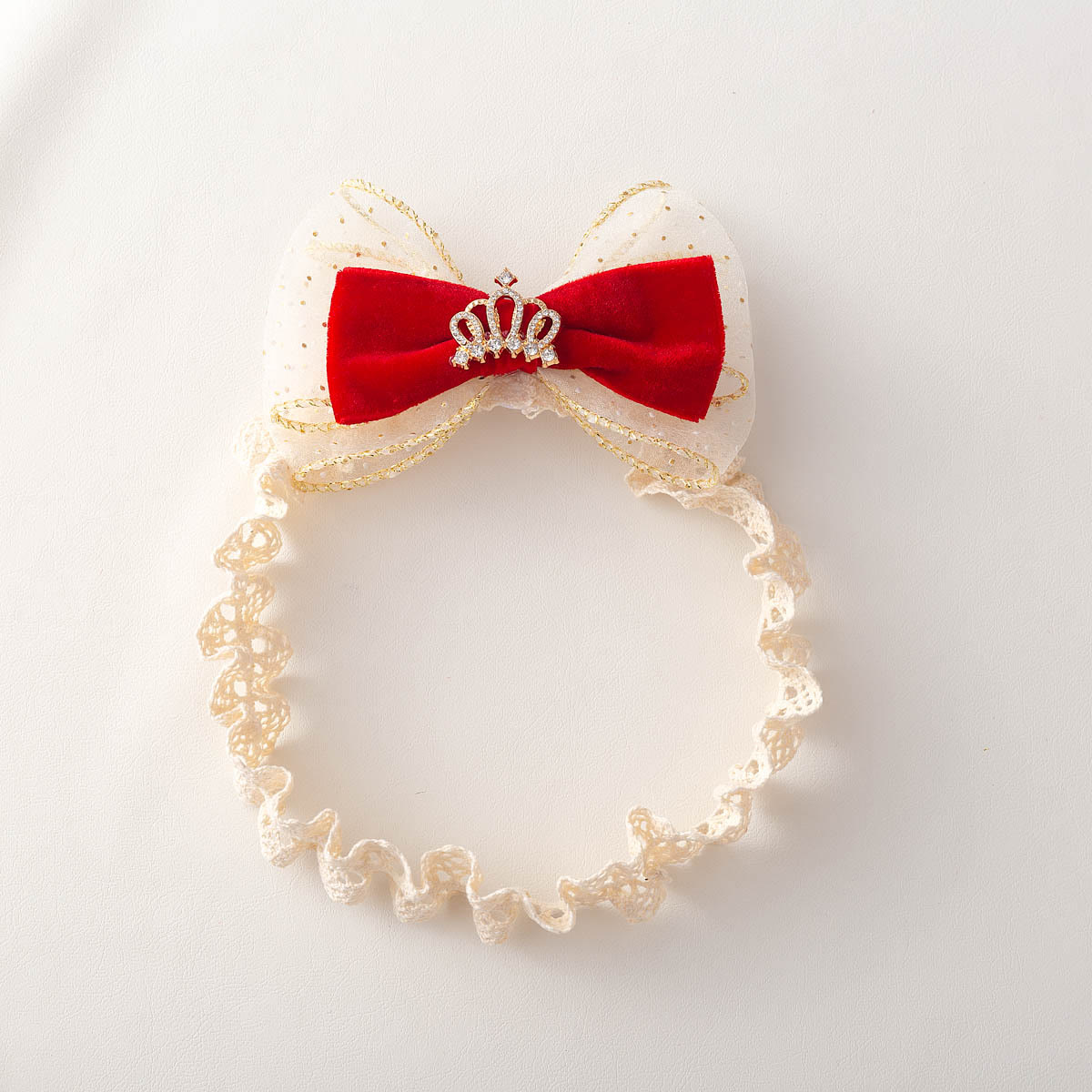 طوق شعر منقط بفيونكة - أحمر - 0-3 سنوات - image 4