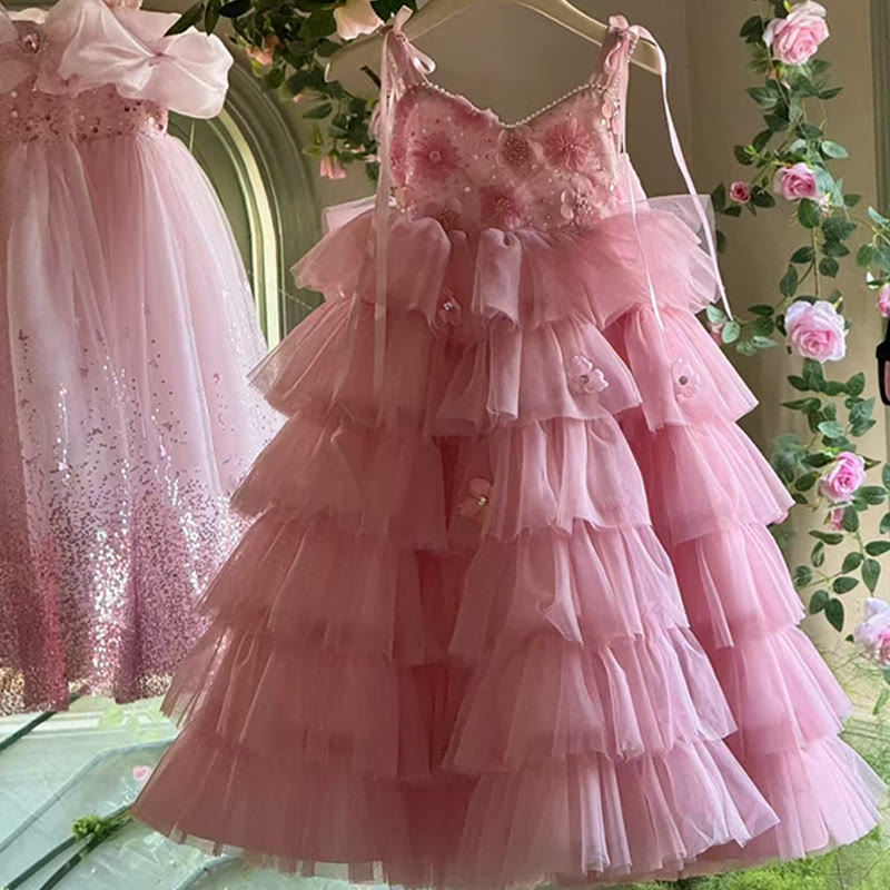 فساتين ماكسي بدون أكمام بفتحة جانبية من قماش شبكي - لون القرنفل - 11-12 سنة - image 1