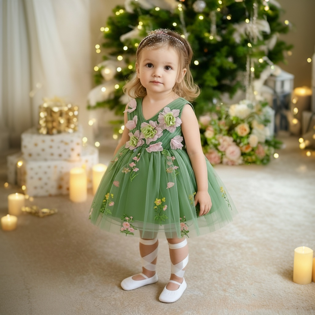 فساتين ميدي بدون أكمام مزينة بوردة شبكية - image 5