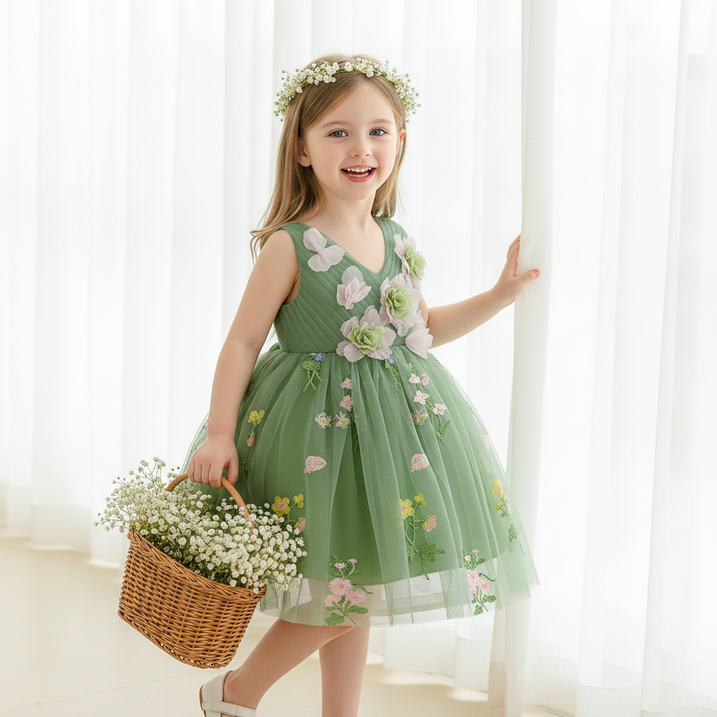 فساتين ميدي بدون أكمام مزينة بوردة شبكية - image 2