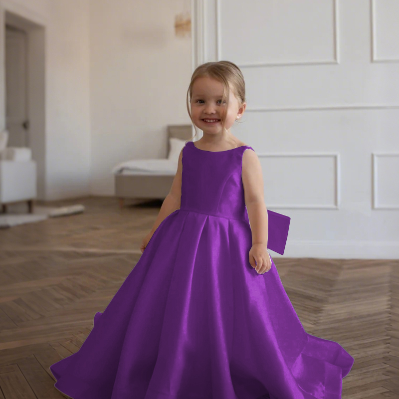 فساتين ماكسي بدون أكمام مزينة بفيونكة من الساتان - أرجواني - 15-16 سنة - image 52