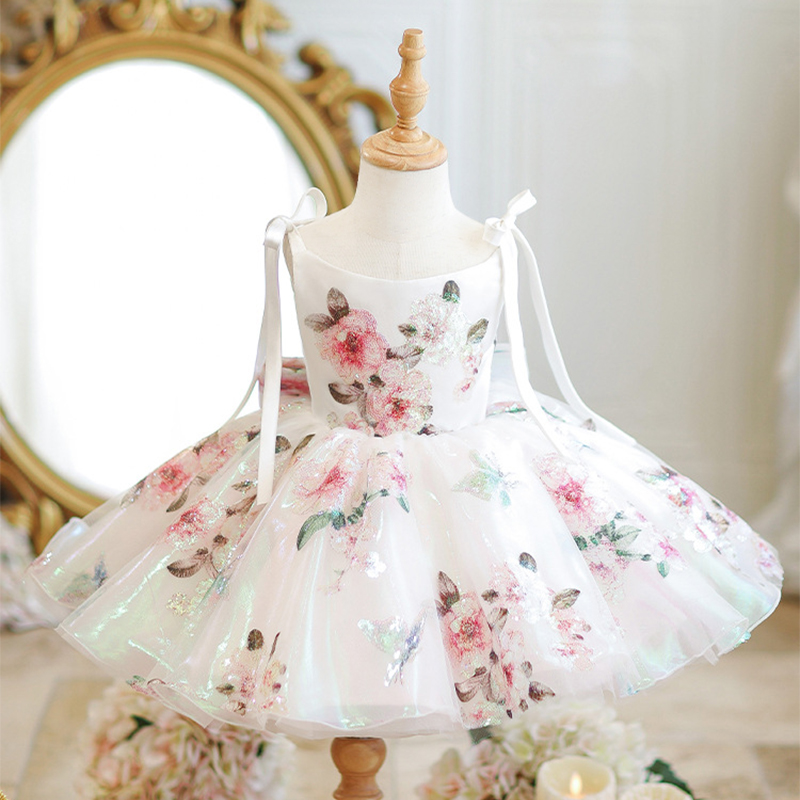 فساتين ميدي بدون أكمام مزينة بفيونكة من الساتان والترتر - أبيض - 10-11 سنة - image 1