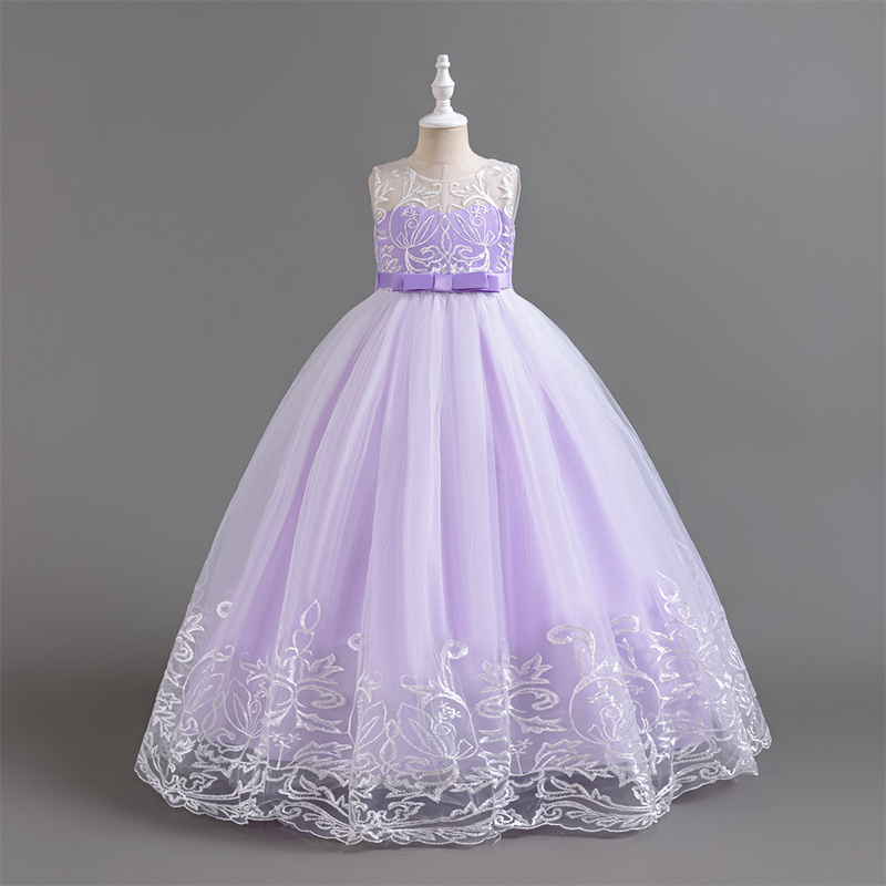 فساتين ماكسي بدون أكمام مزينة بتطريز شبكي - أرجواني - 12-13 سنة - image 8