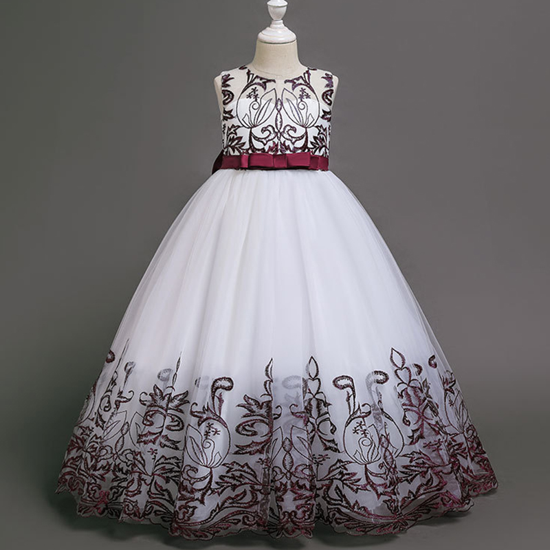 فساتين ماكسي بدون أكمام مزينة بتطريز شبكي - أحمر - 12-13 سنة - image 9