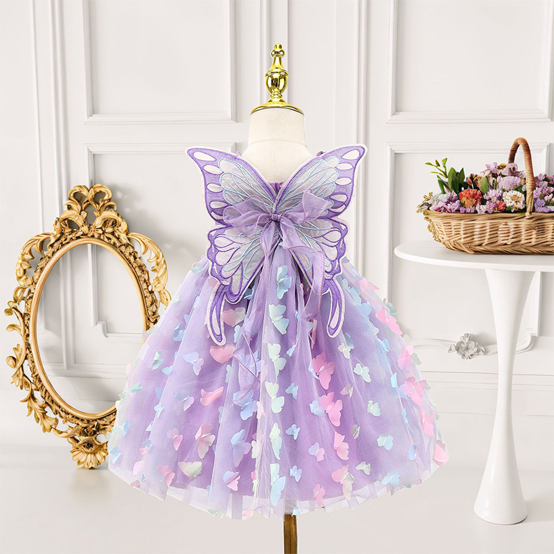 فساتين ميدي بدون أكمام بتصميم شبكي - أرجواني - 7 سنوات - image 7