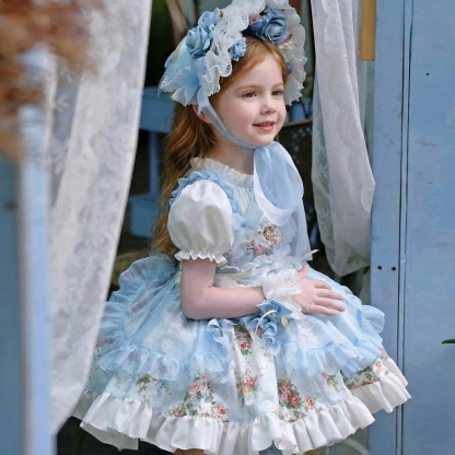 فساتين قصيرة الأكمام مطرزة بالزهور ومزينة بخياطة من البوليستر والقطن والدانتيل - image 4