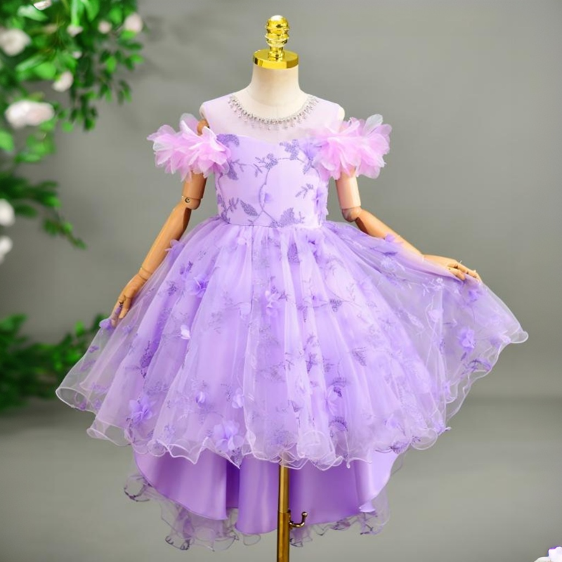 فساتين ميدي بدون أكمام مزينة بتطريز شبكي ووردة مقسمة - image 2