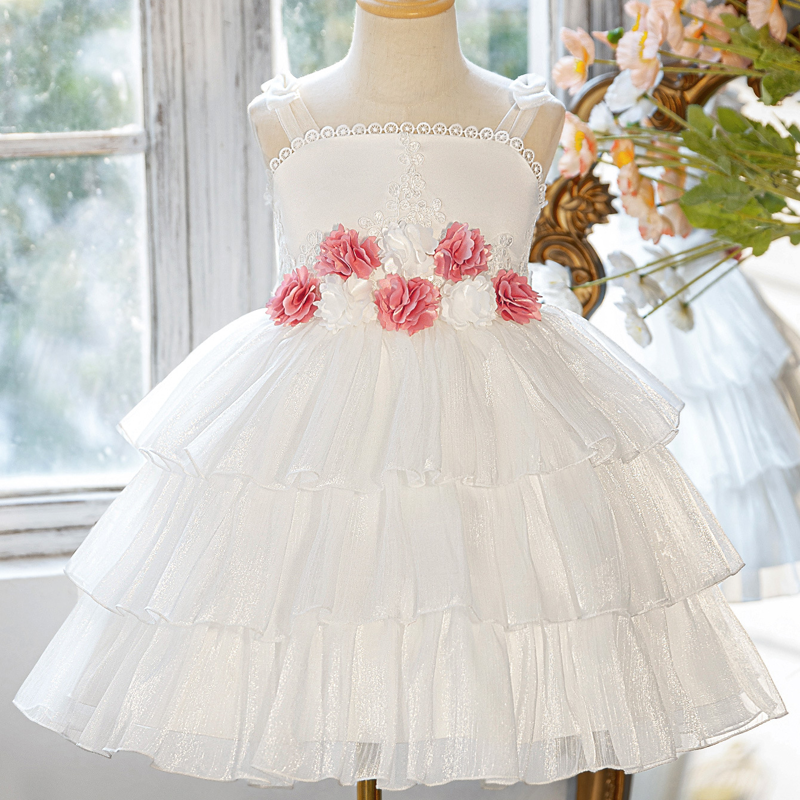 فساتين ميدي بدون أكمام مزينة بورود من الأورجانزا - image 2