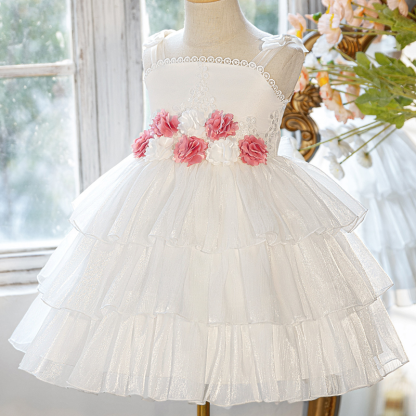 فساتين ميدي بدون أكمام مزينة بورود من الأورجانزا - image 3