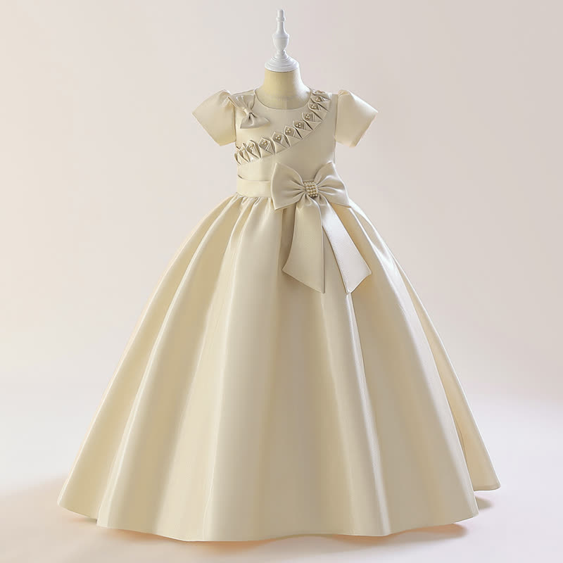 فساتين ماكسي بأكمام قصيرة مزينة بوردة من الساتان - image 9