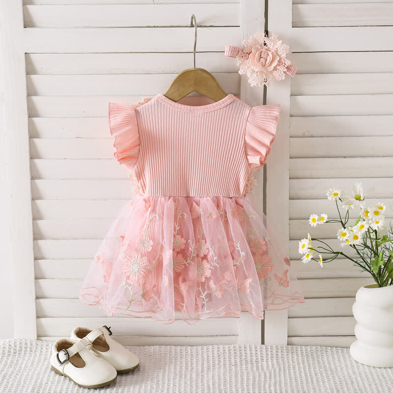 بدلة جسم متوسطة الطول بأكمام قصيرة مزينة بوردة مقسمة من القطن بنسبة 100% - image 2