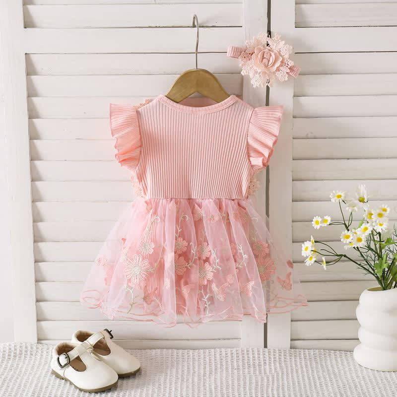 بدلة جسم متوسطة الطول بأكمام قصيرة مزينة بوردة مقسمة من القطن بنسبة 100% - image 2