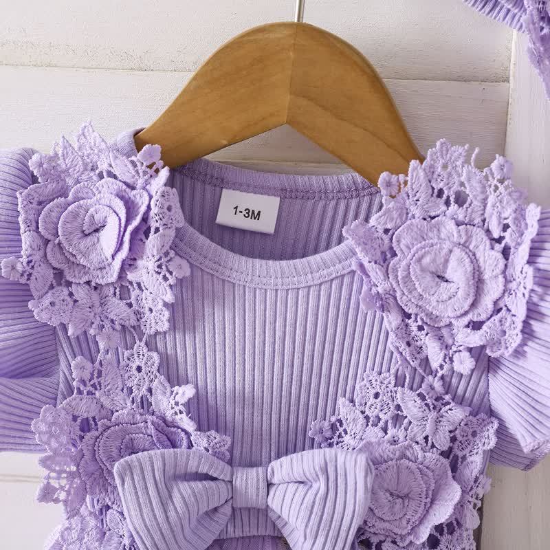 بدلة جسم متوسطة الطول بأكمام قصيرة مزينة بوردة مقسمة من القطن بنسبة 100% - image 22