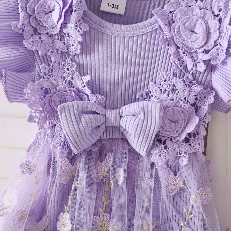 بدلة جسم متوسطة الطول بأكمام قصيرة مزينة بوردة مقسمة من القطن بنسبة 100% - image 21