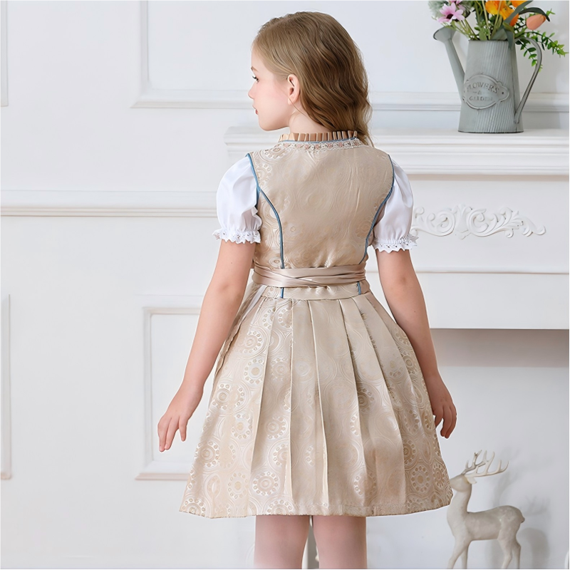 بلوزة ميدي بأكمام قصيرة برباط من مزيج الألياف الكيميائية مع فستان ومئزر - image 10