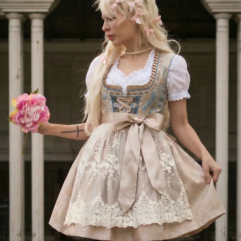 بلوزة ميدي بأكمام قصيرة برباط من مزيج الألياف الكيميائية مع فستان ومئزر - image 14