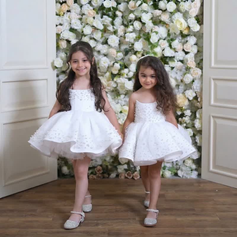 فساتين قصيرة بدون أكمام من الساتان واللؤلؤ - image 2